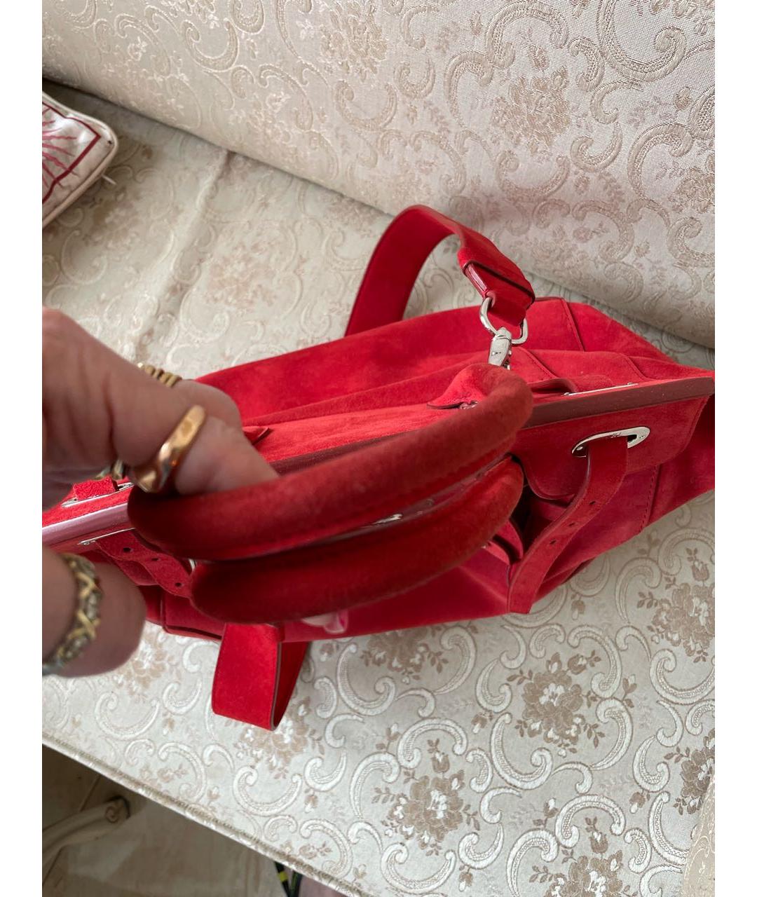 POLO RALPH LAUREN Красная замшевая сумка с короткими ручками, фото 6