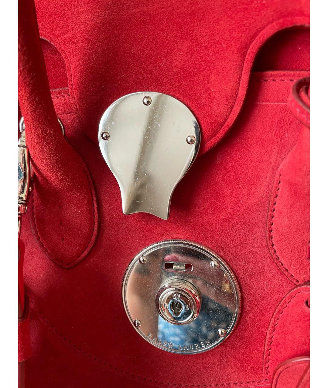 POLO RALPH LAUREN Красная замшевая сумка с короткими ручками, фото 5