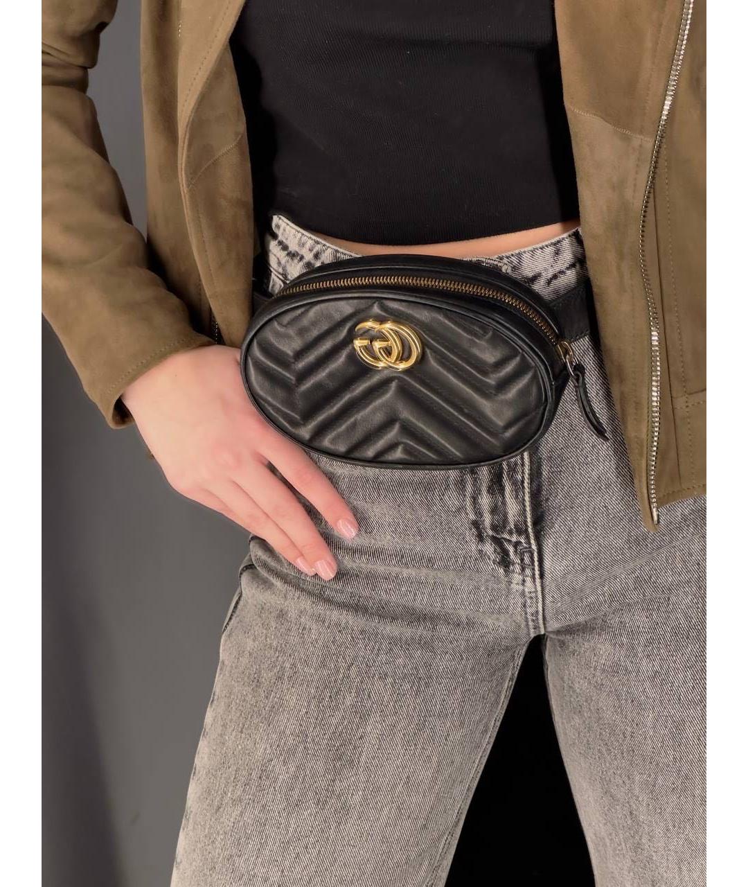 GUCCI Черная кожаная поясная сумка, фото 4