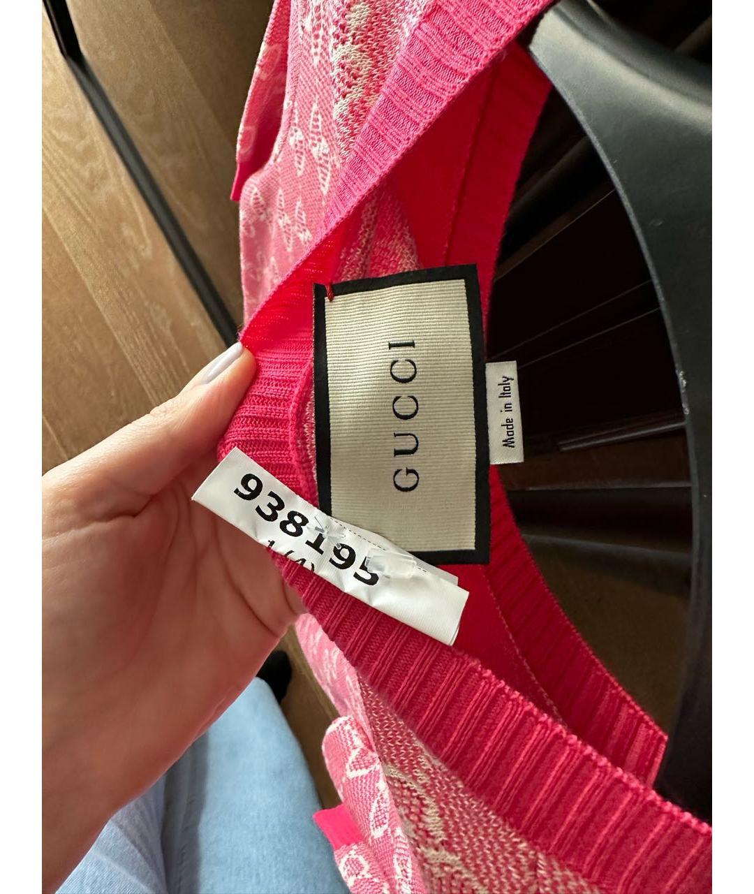 GUCCI Розовое хлопковое коктейльное платье, фото 3