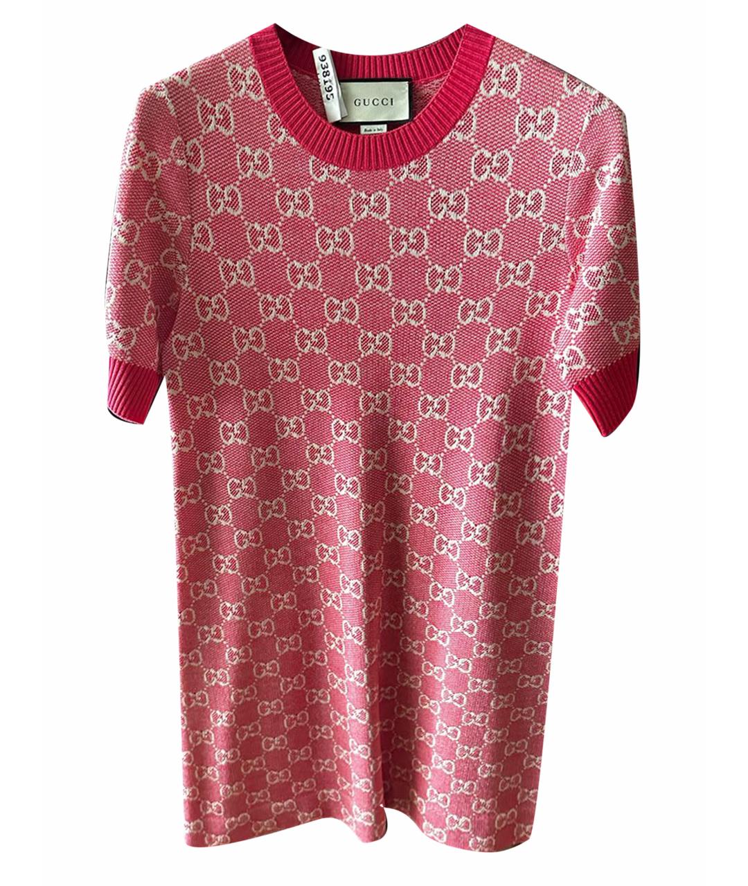 GUCCI Розовое хлопковое коктейльное платье, фото 1