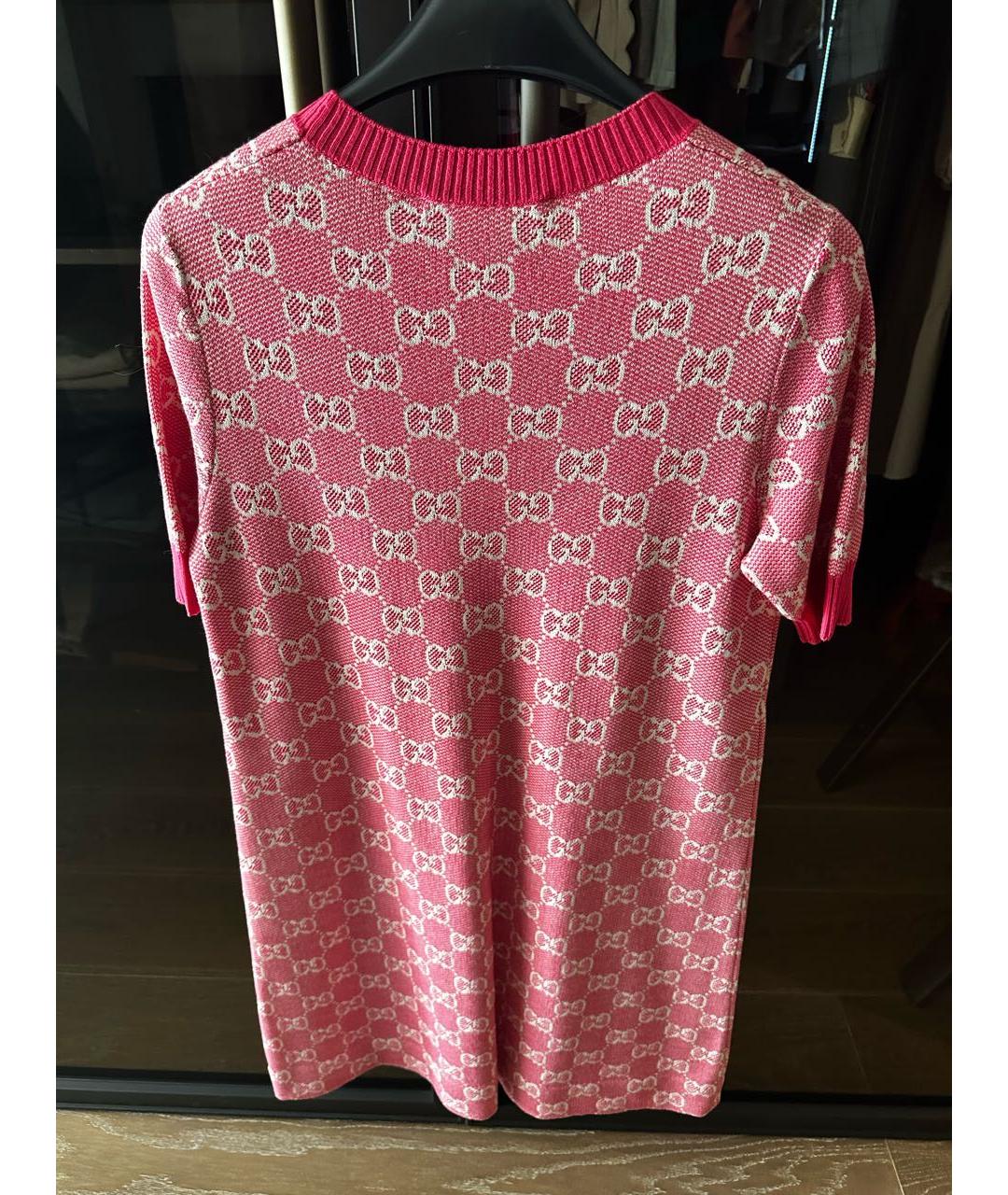 GUCCI Розовое хлопковое коктейльное платье, фото 2