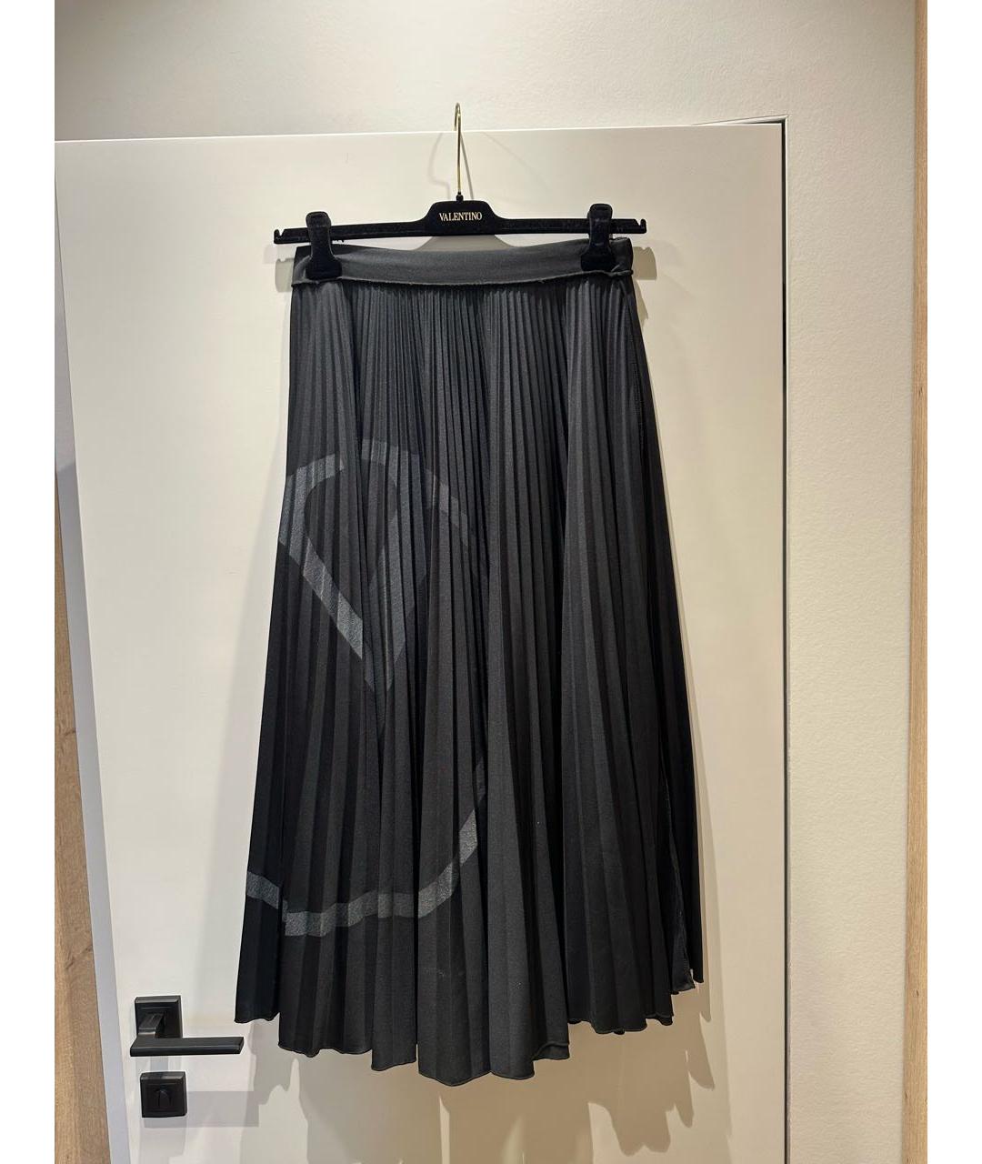 VALENTINO Черная полиэстеровая юбка макси, фото 4