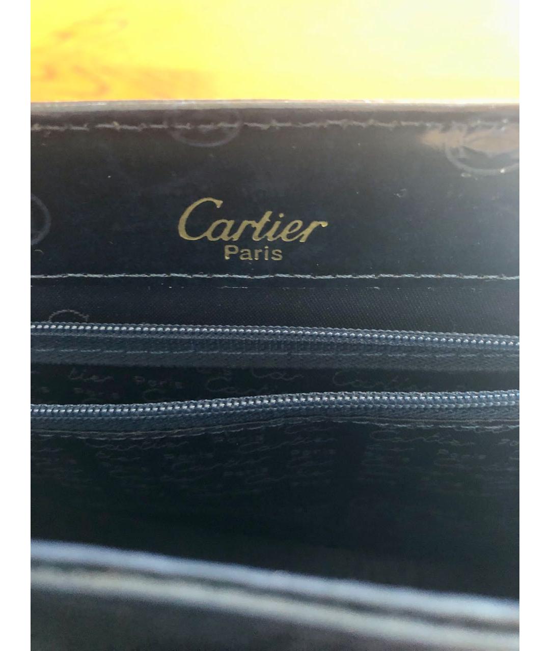 CARTIER Темно-синяя кожаная сумка с короткими ручками, фото 7