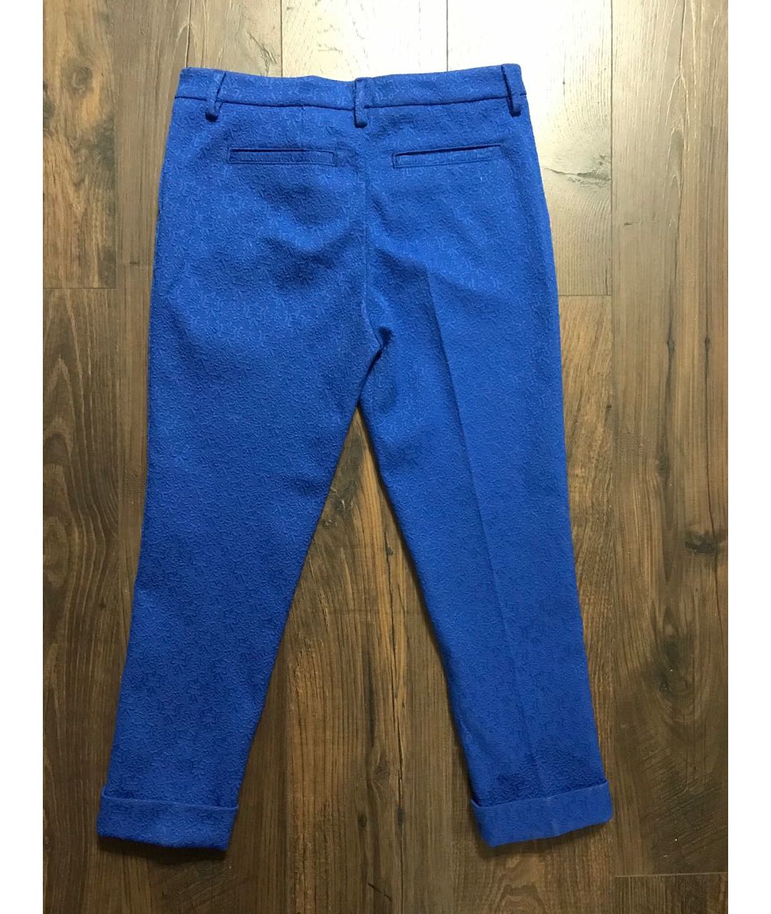 LOVE MOSCHINO Синие полиэстеровые прямые брюки, фото 2