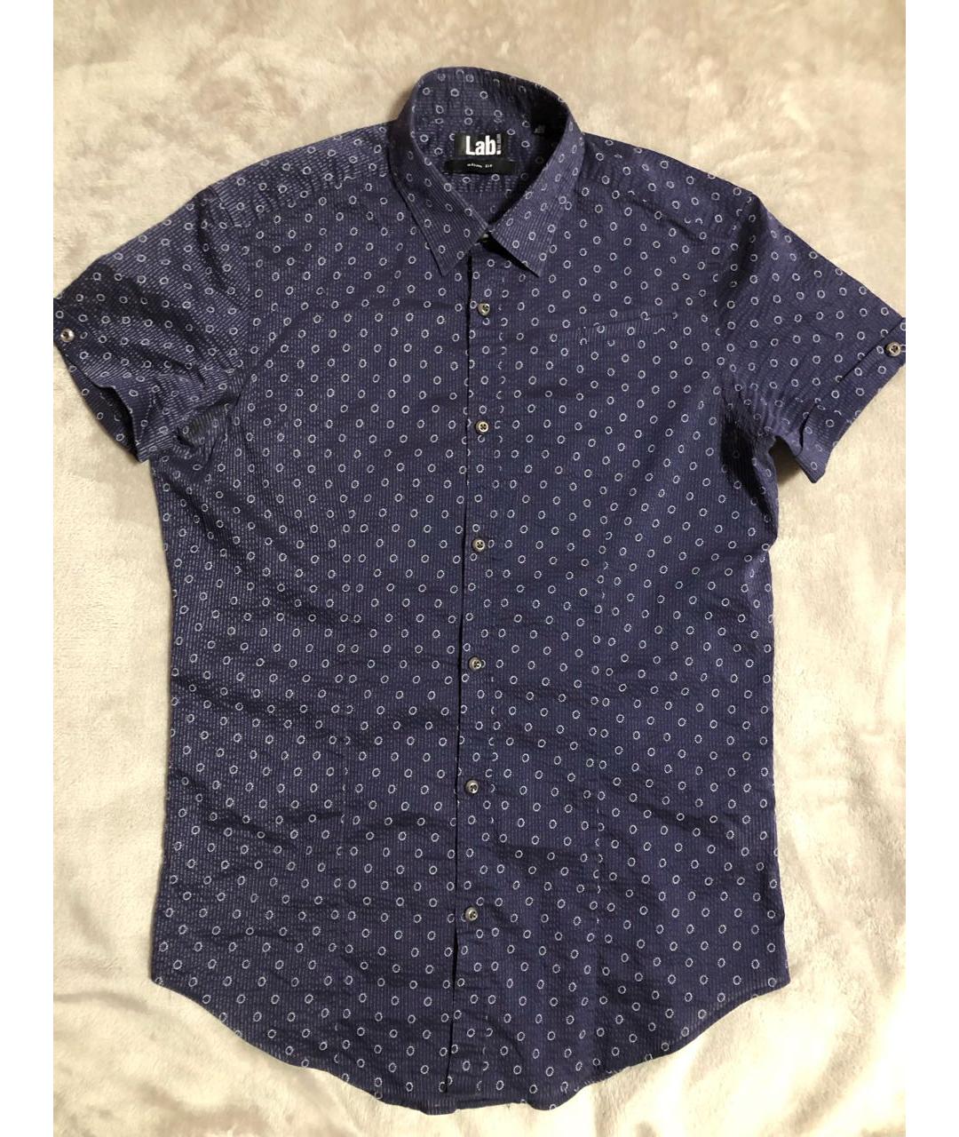PAL ZILERI Темно-синяя хлопко-полиэстеровая кэжуал рубашка, фото 6