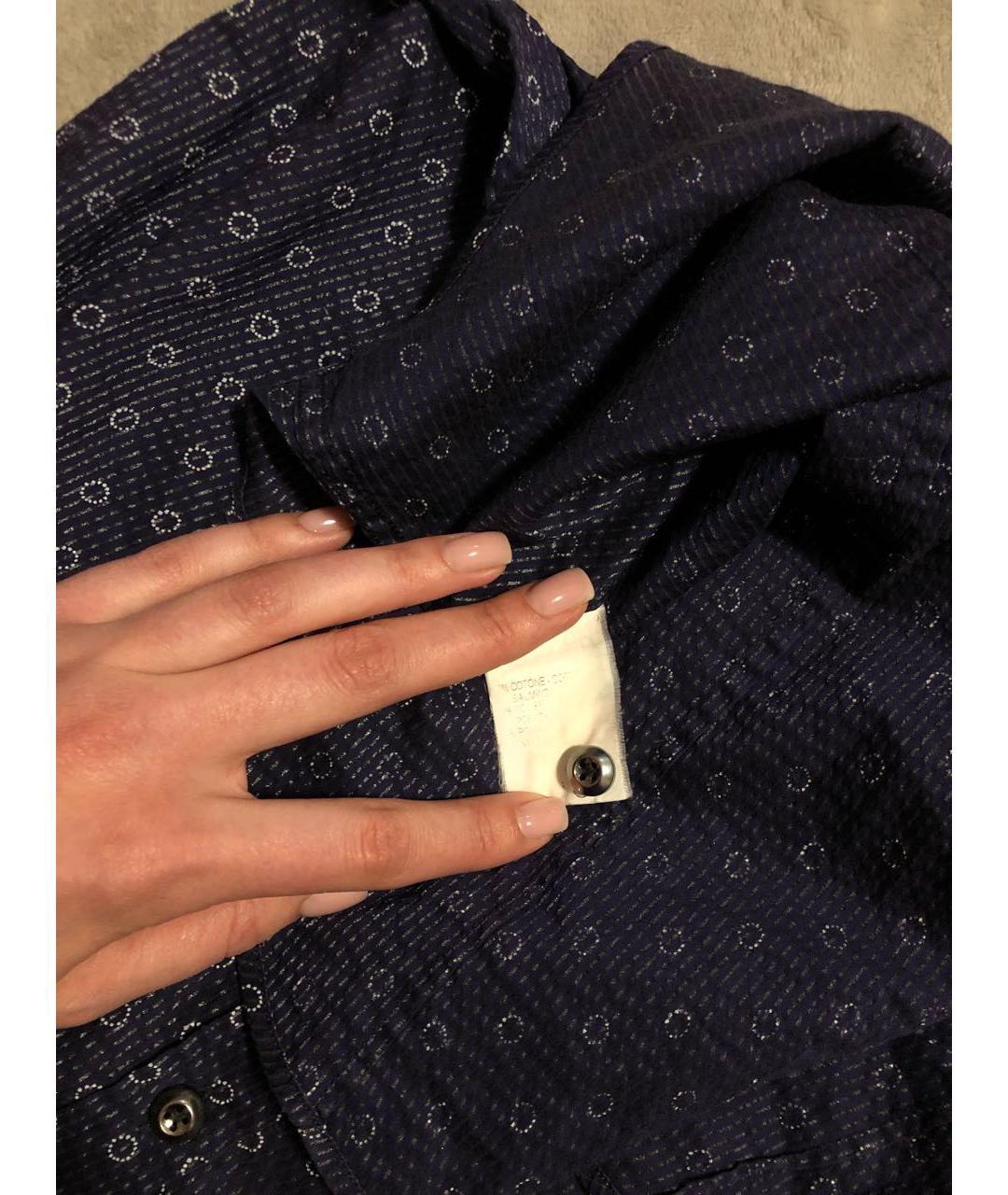 PAL ZILERI Темно-синяя хлопко-полиэстеровая кэжуал рубашка, фото 5