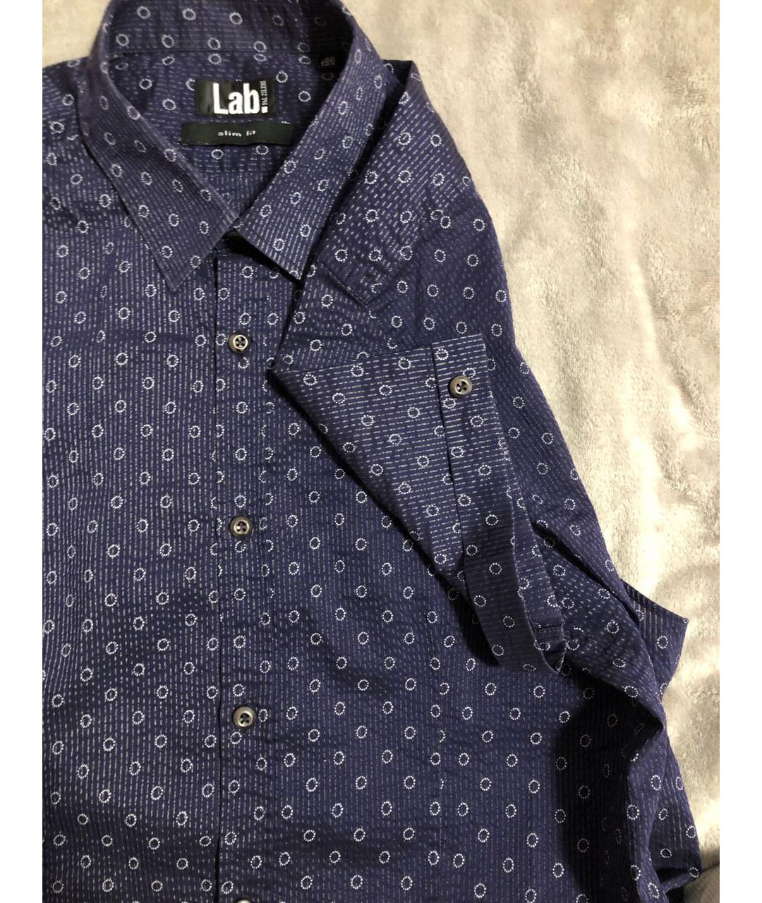 PAL ZILERI Темно-синяя хлопко-полиэстеровая кэжуал рубашка, фото 4