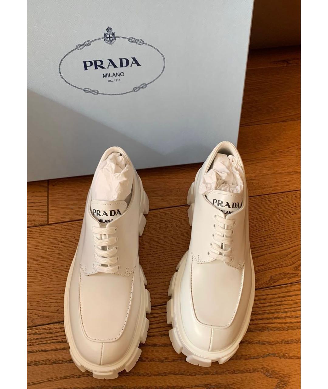 PRADA Белые кожаные ботинки, фото 2