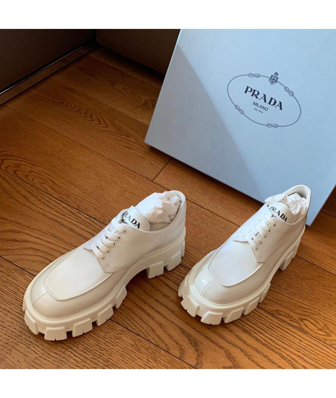 PRADA Белые кожаные ботинки, фото 4
