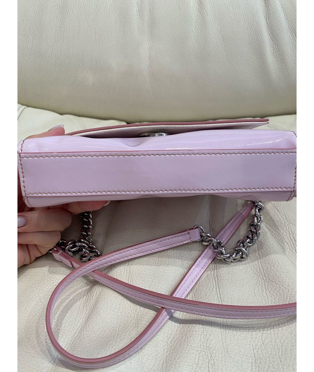 DSQUARED2 Розовая сумка тоут из лакированной кожи, фото 5