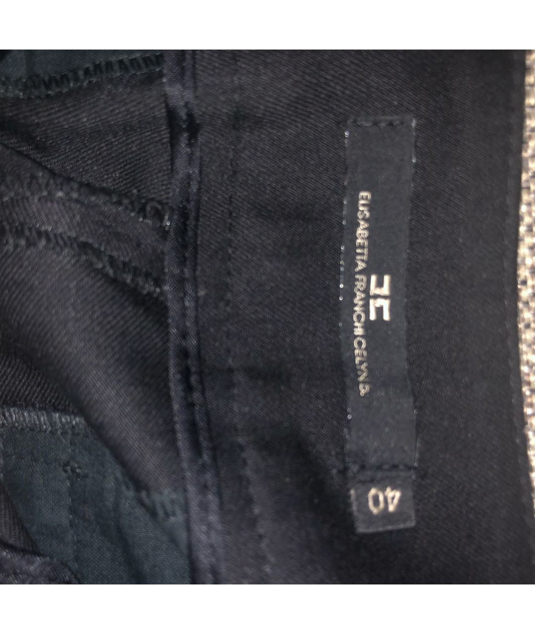 ELISABETTA FRANCHI Черные полиэстеровые брюки узкие, фото 2