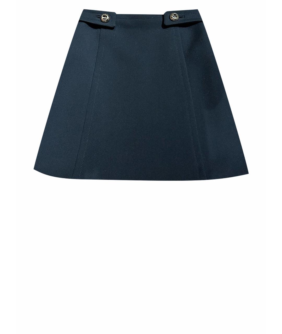 PRADA Черная шерстяная юбка мини, фото 1