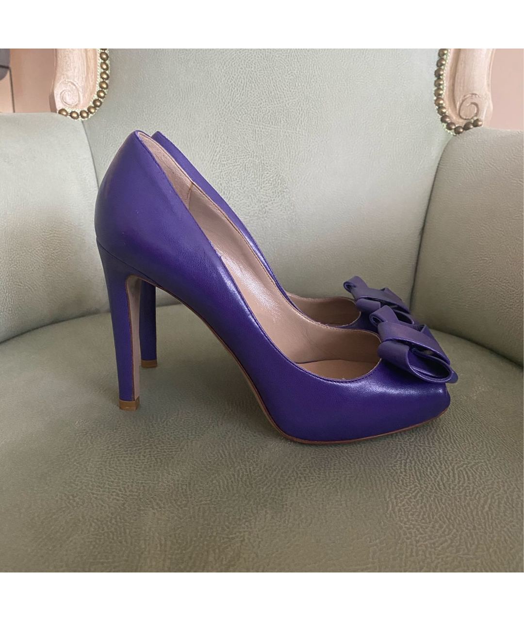 VALENTINO GARAVANI Фиолетовые кожаные туфли, фото 5