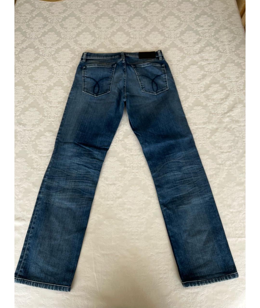 CALVIN KLEIN Синие хлопко-эластановые прямые джинсы, фото 2