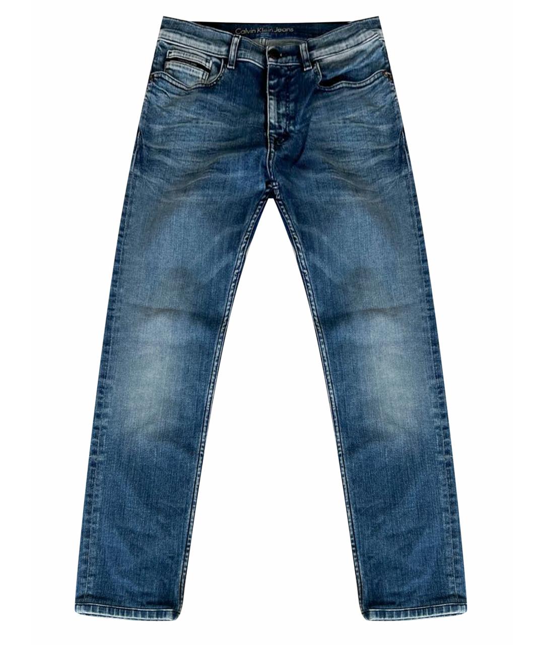 CALVIN KLEIN Синие хлопко-эластановые прямые джинсы, фото 1