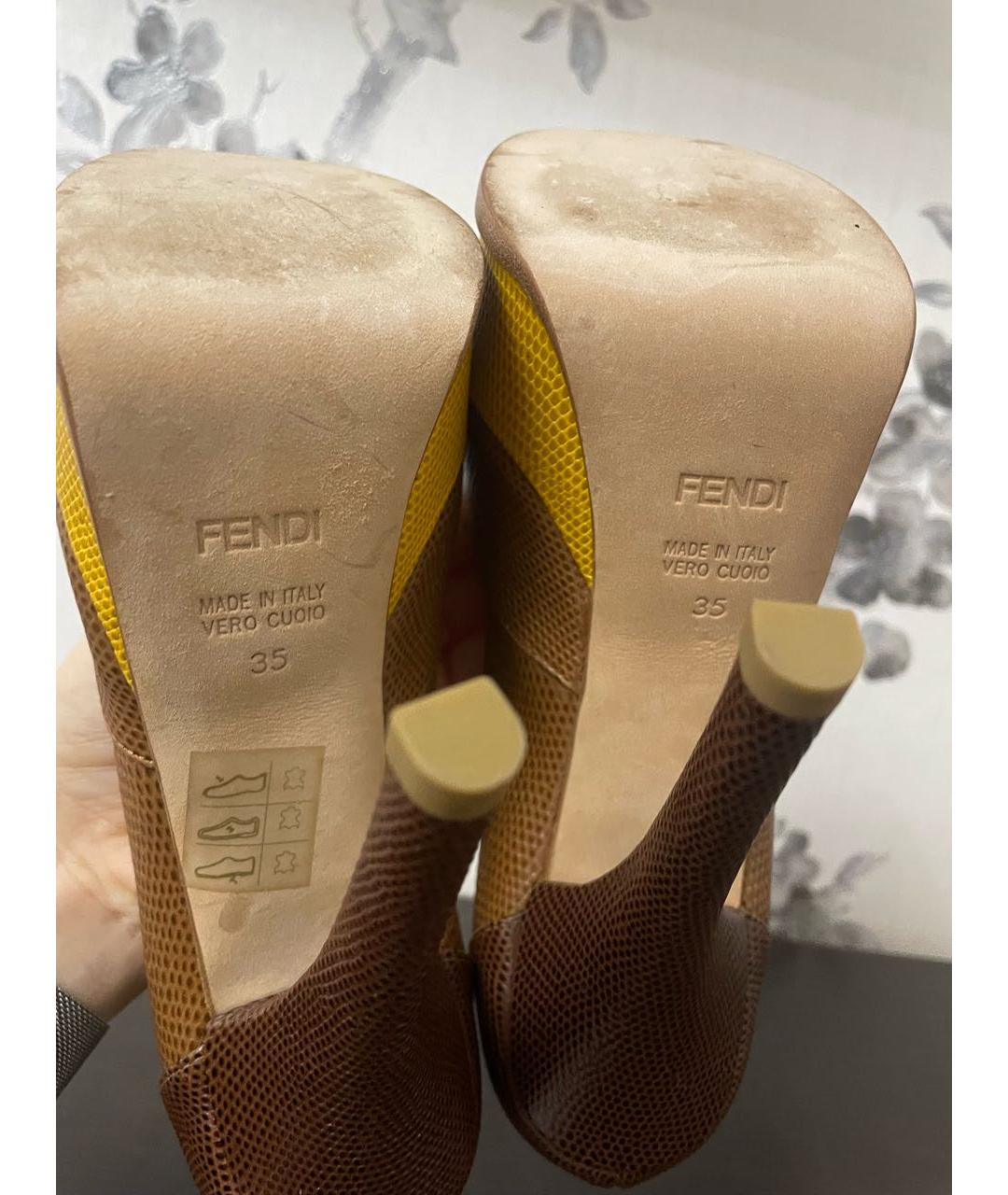 FENDI Желтые туфли из экзотической кожи, фото 6