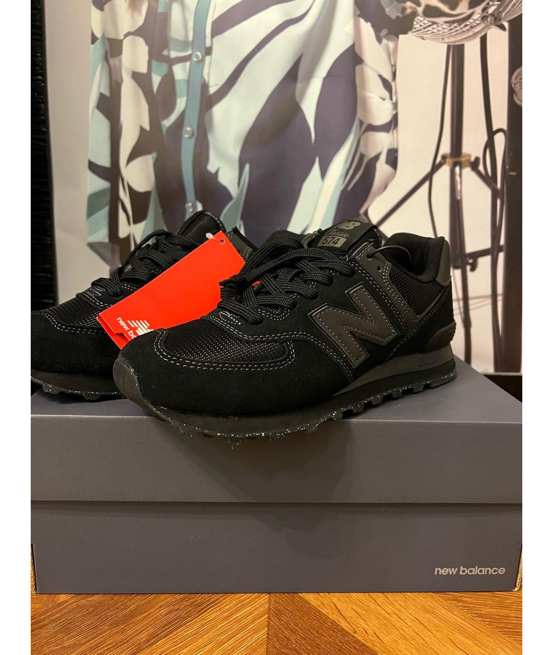 NEW BALANCE Черные замшевые низкие кроссовки / кеды, фото 2