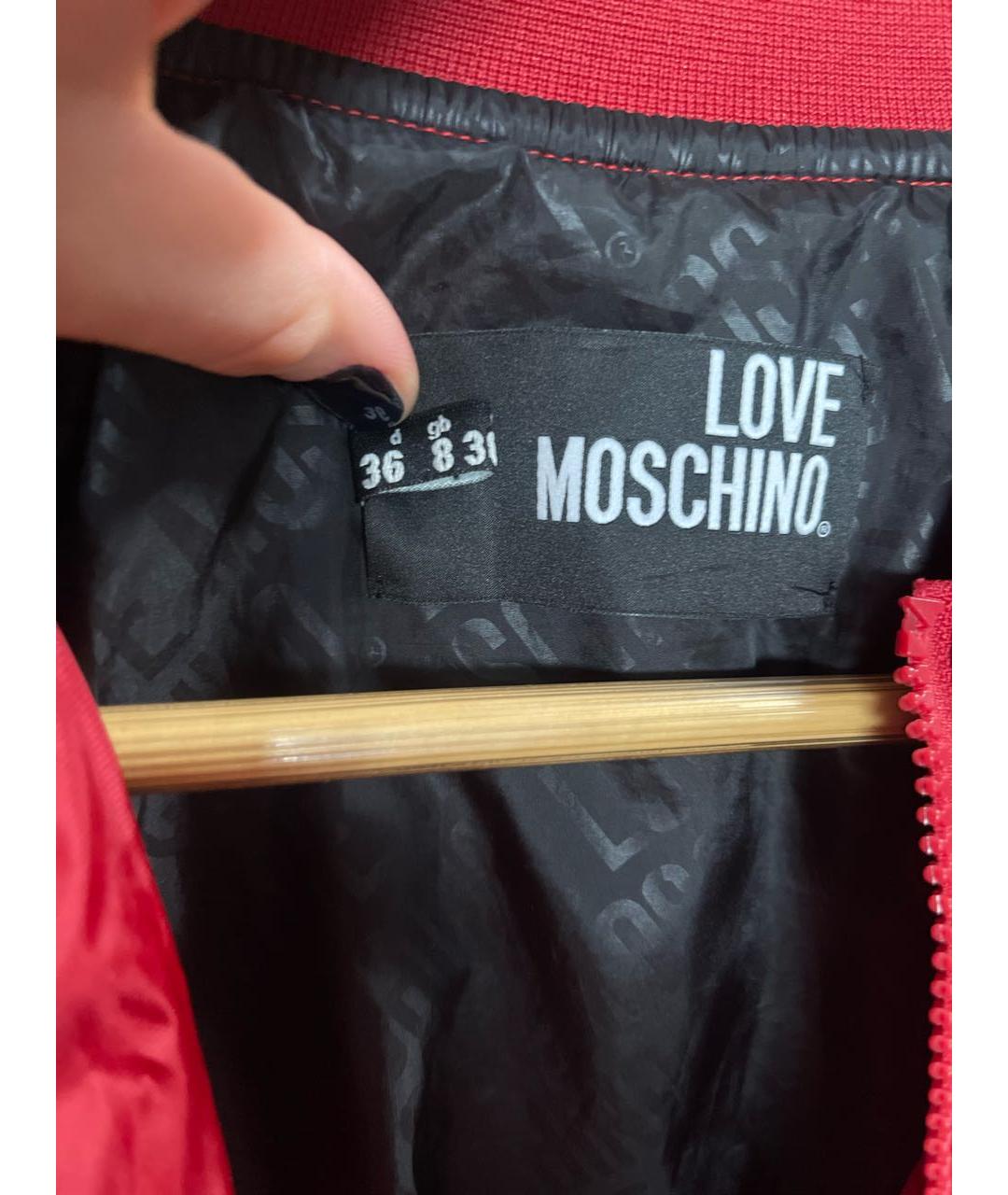 LOVE MOSCHINO Красная полиамидовая куртка, фото 5