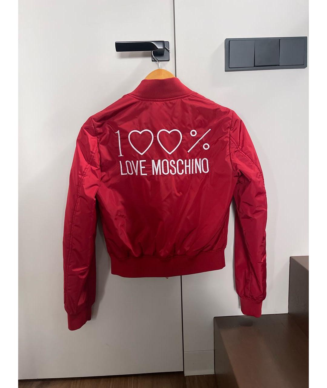LOVE MOSCHINO Красная полиамидовая куртка, фото 2