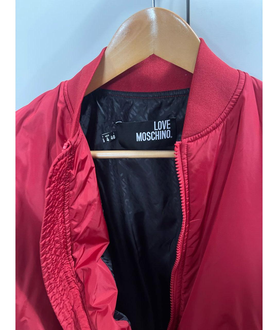 LOVE MOSCHINO Красная полиамидовая куртка, фото 3