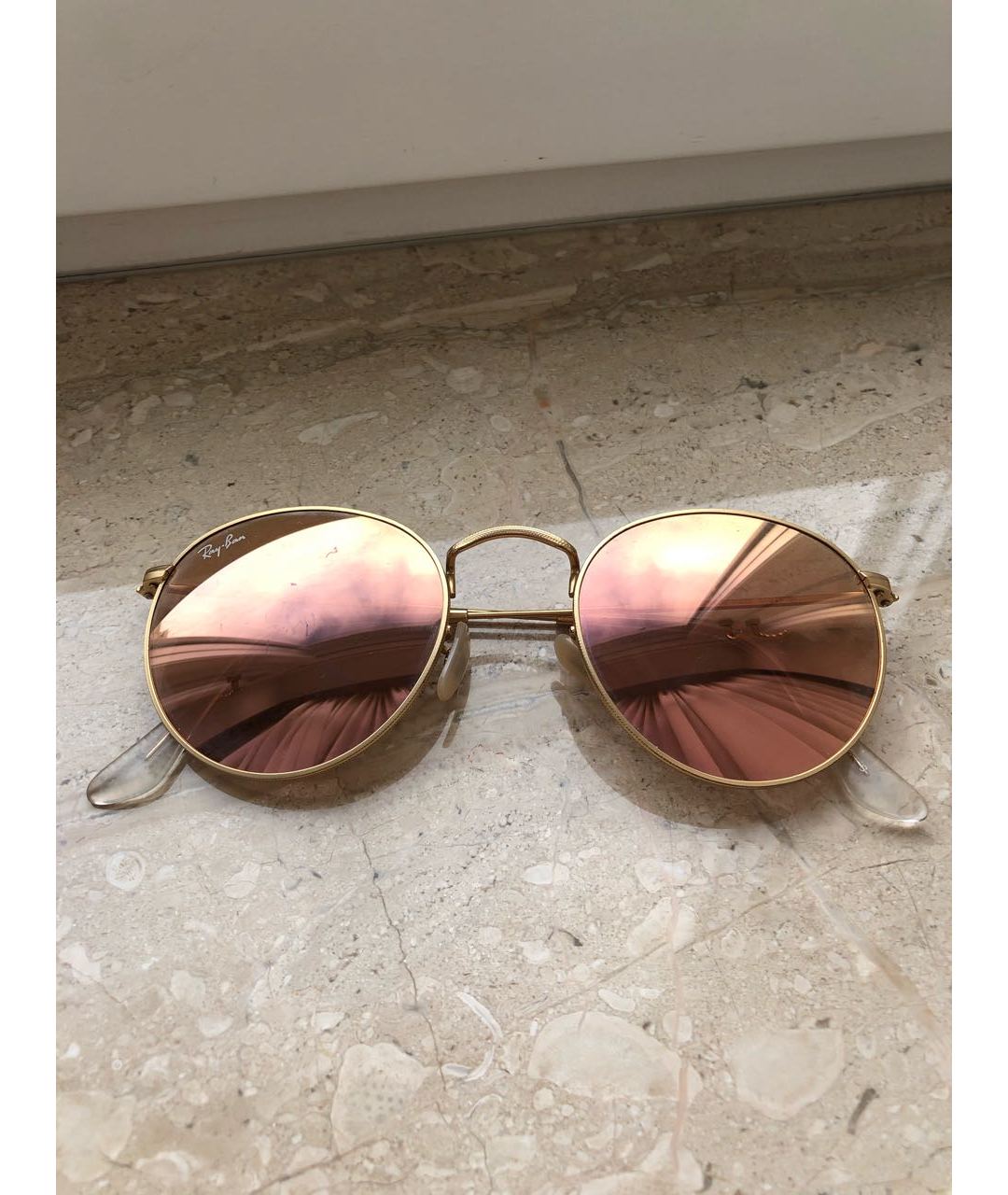 RAY BAN Золотые металлические солнцезащитные очки, фото 7
