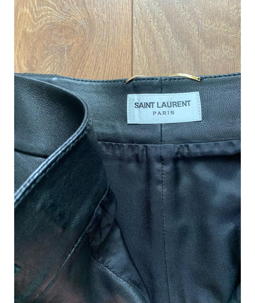 SAINT LAURENT Черные кожаные шорты, фото 5
