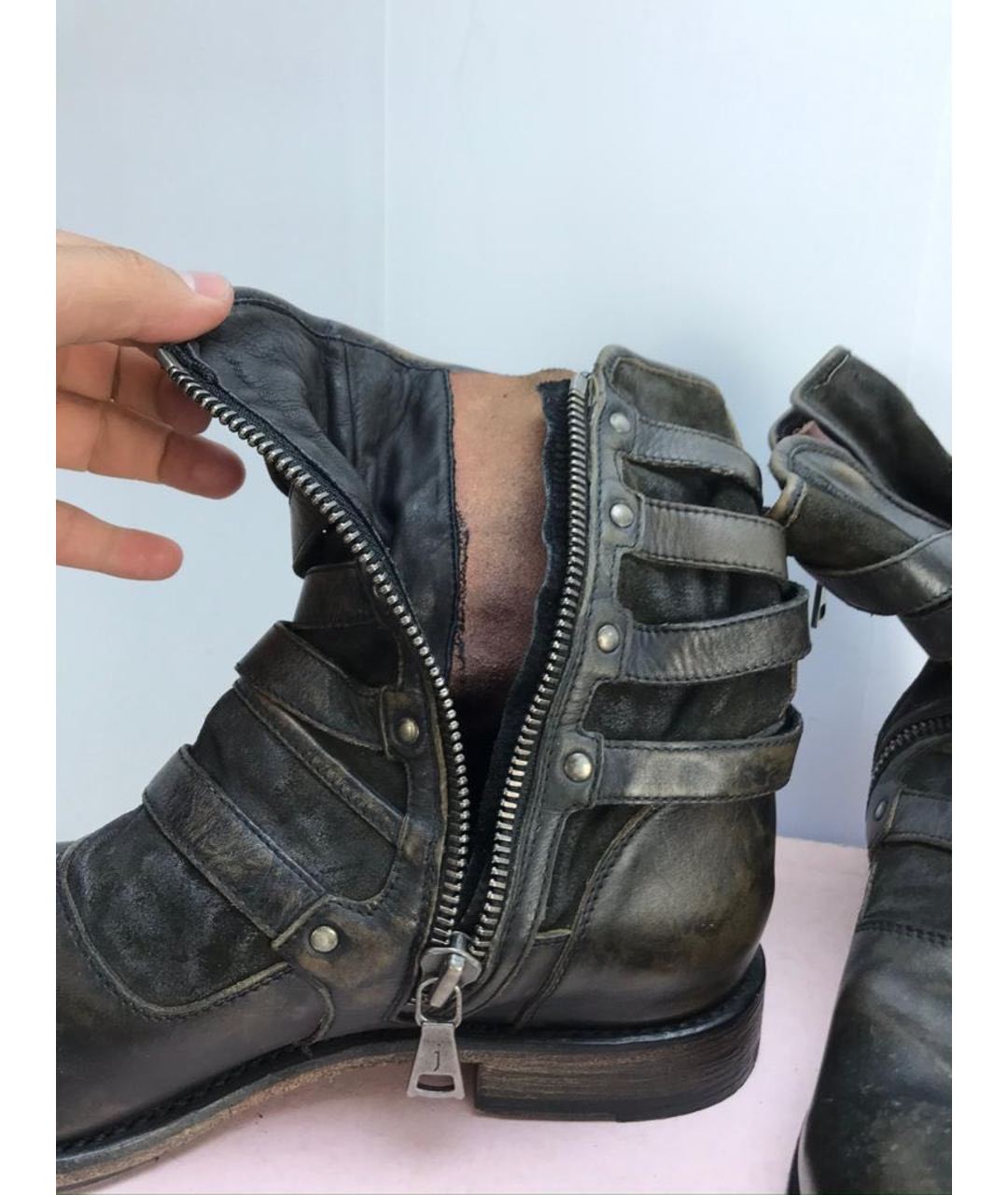 JOHN VARVATOS Коричневые кожаные высокие ботинки, фото 5