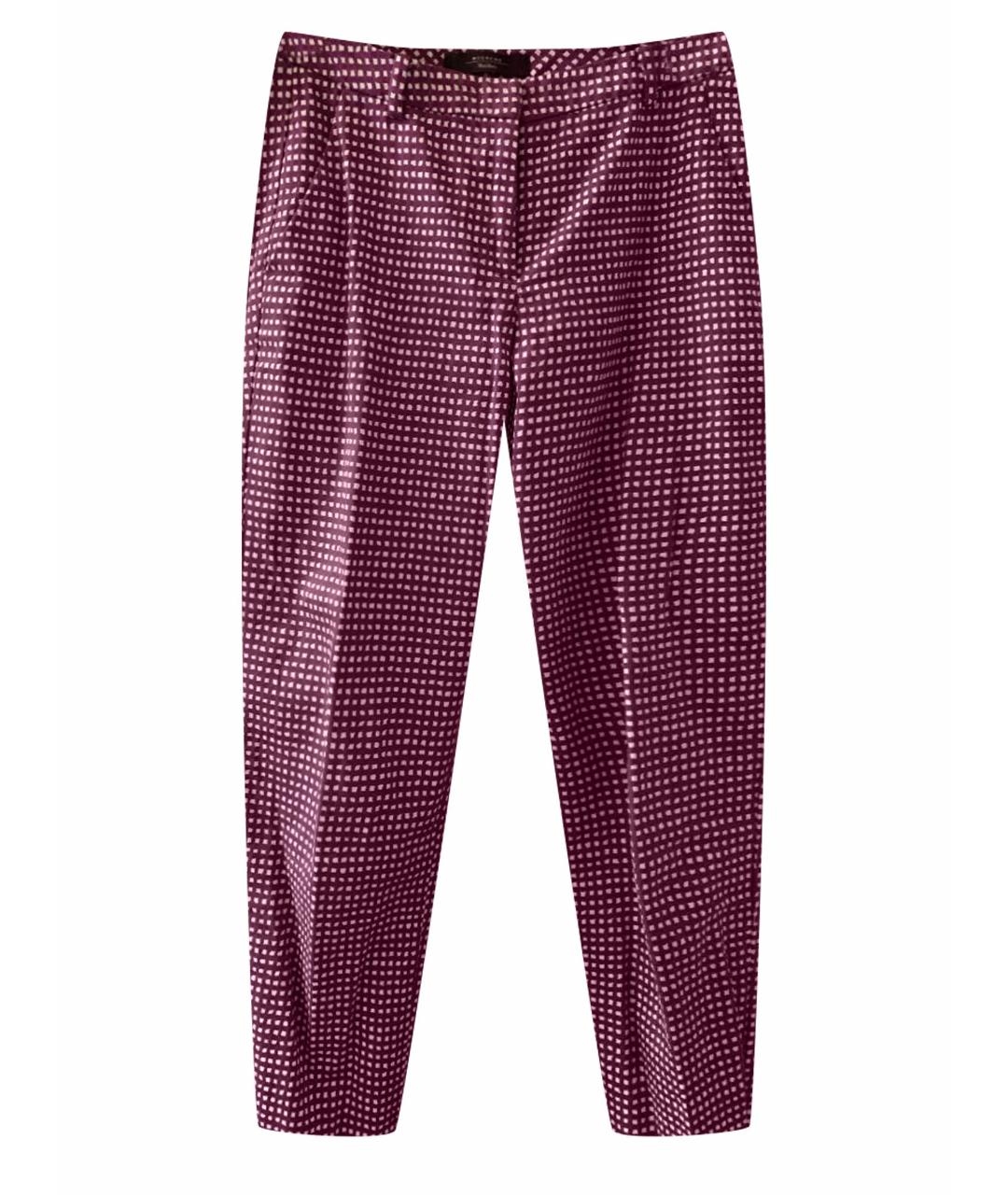 MAX MARA Фуксия хлопко-эластановые прямые брюки, фото 1