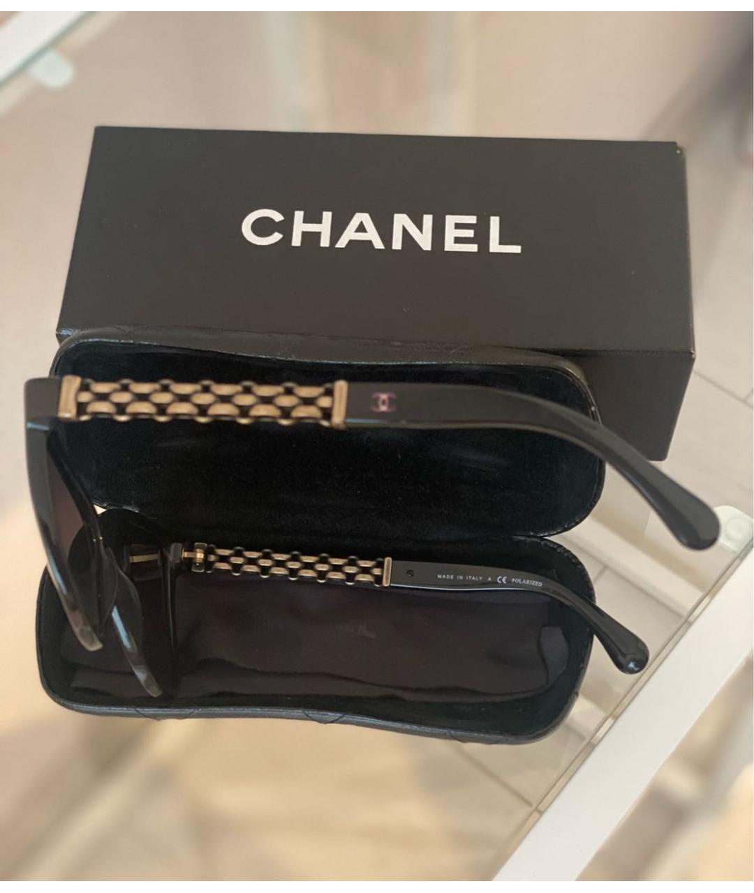 CHANEL Черные пластиковые солнцезащитные очки, фото 2