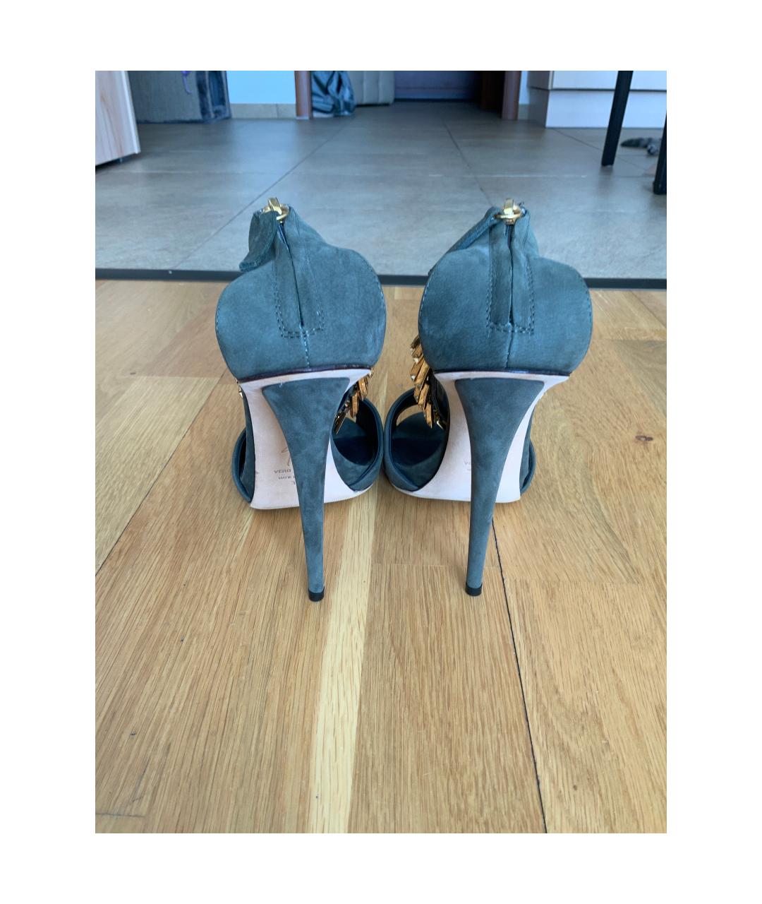 GIUSEPPE ZANOTTI DESIGN Зеленые замшевые босоножки, фото 4