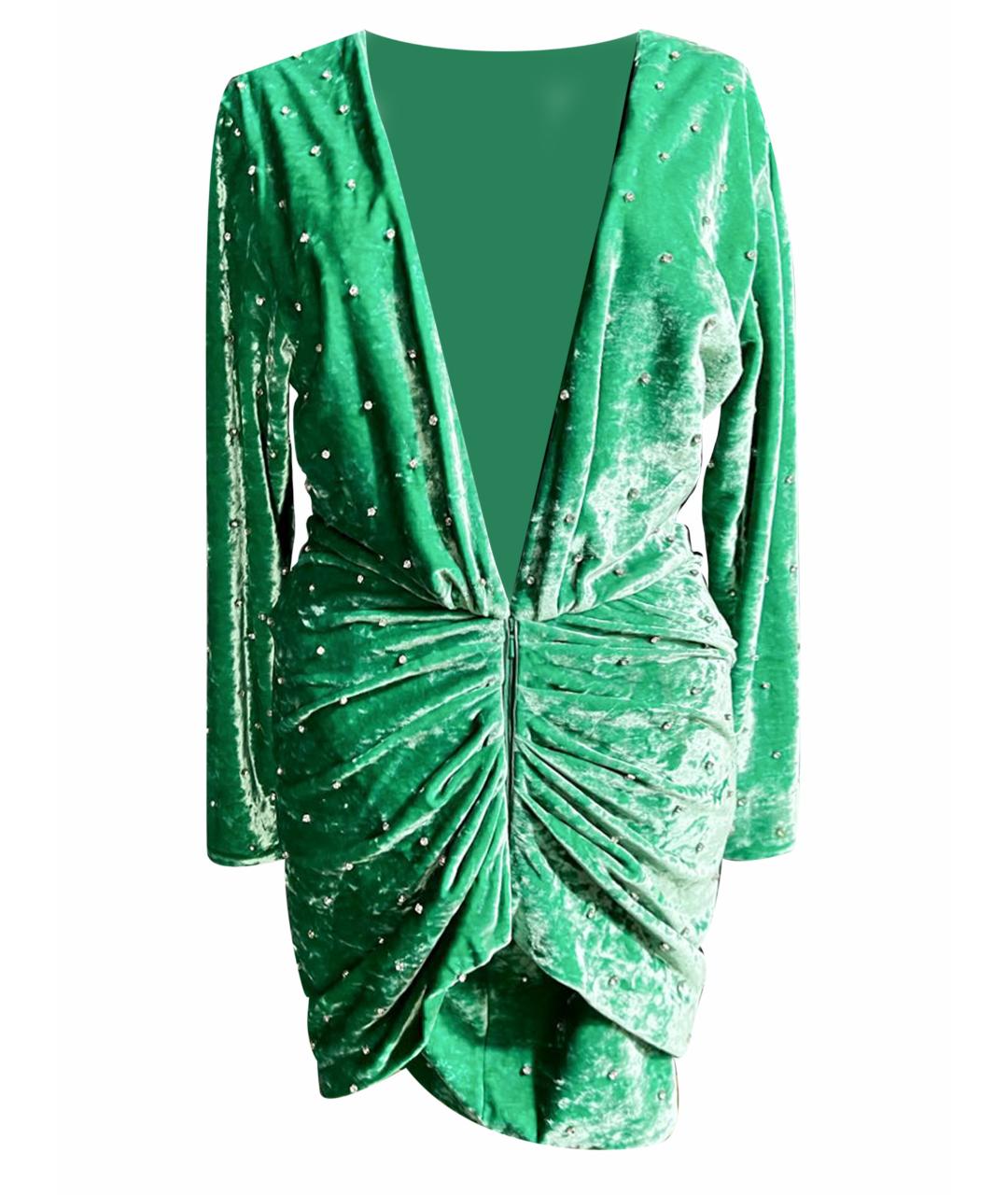 THE ATTICO Зеленые велюровое коктейльное платье, фото 1