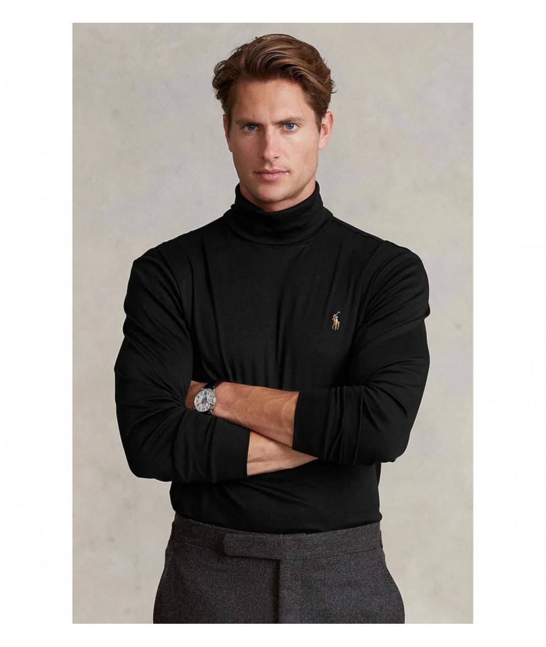 POLO RALPH LAUREN Черная хлопковая водолазка, фото 2