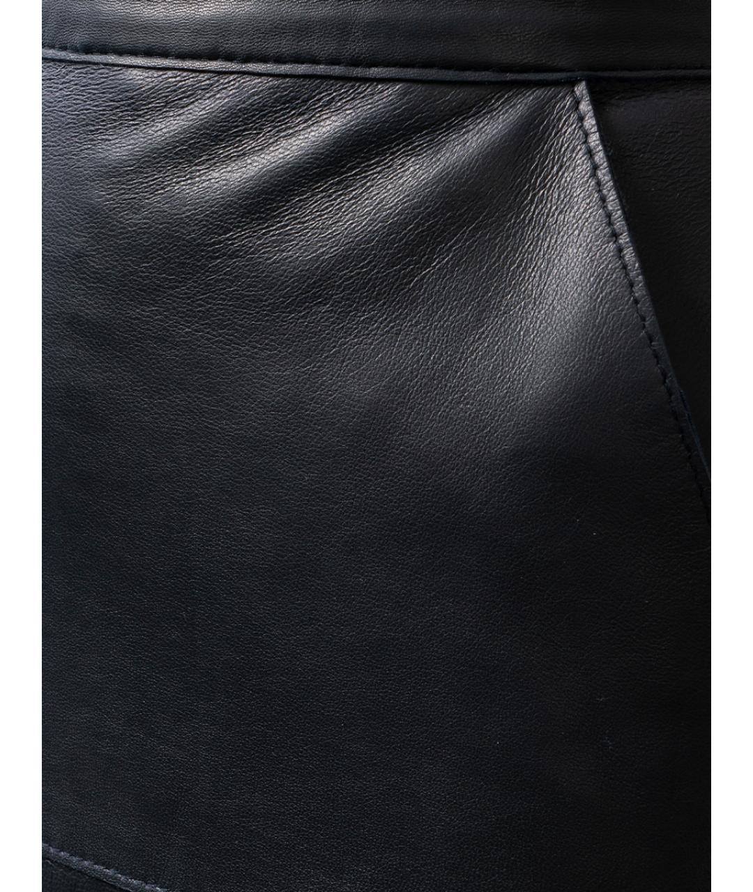 P.A.R.O.S.H. Черная кожаная юбка миди, фото 2