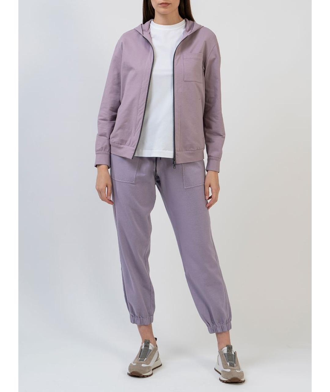 BRUNELLO CUCINELLI Фиолетовые хлопковые спортивные брюки и шорты, фото 2