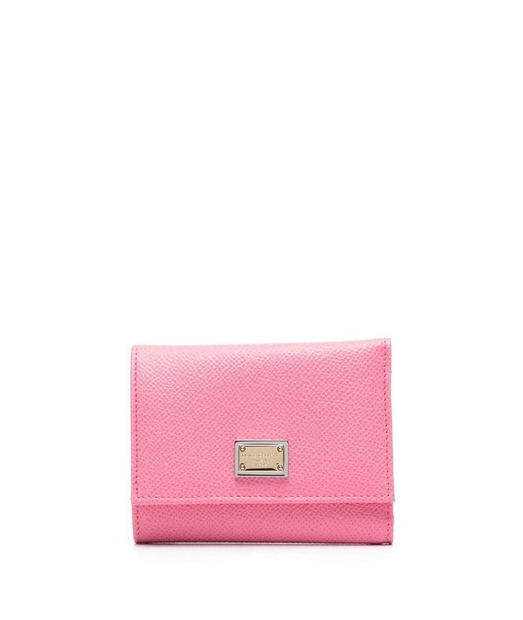 DOLCE&GABBANA Розовый кожаный кошелек, фото 2