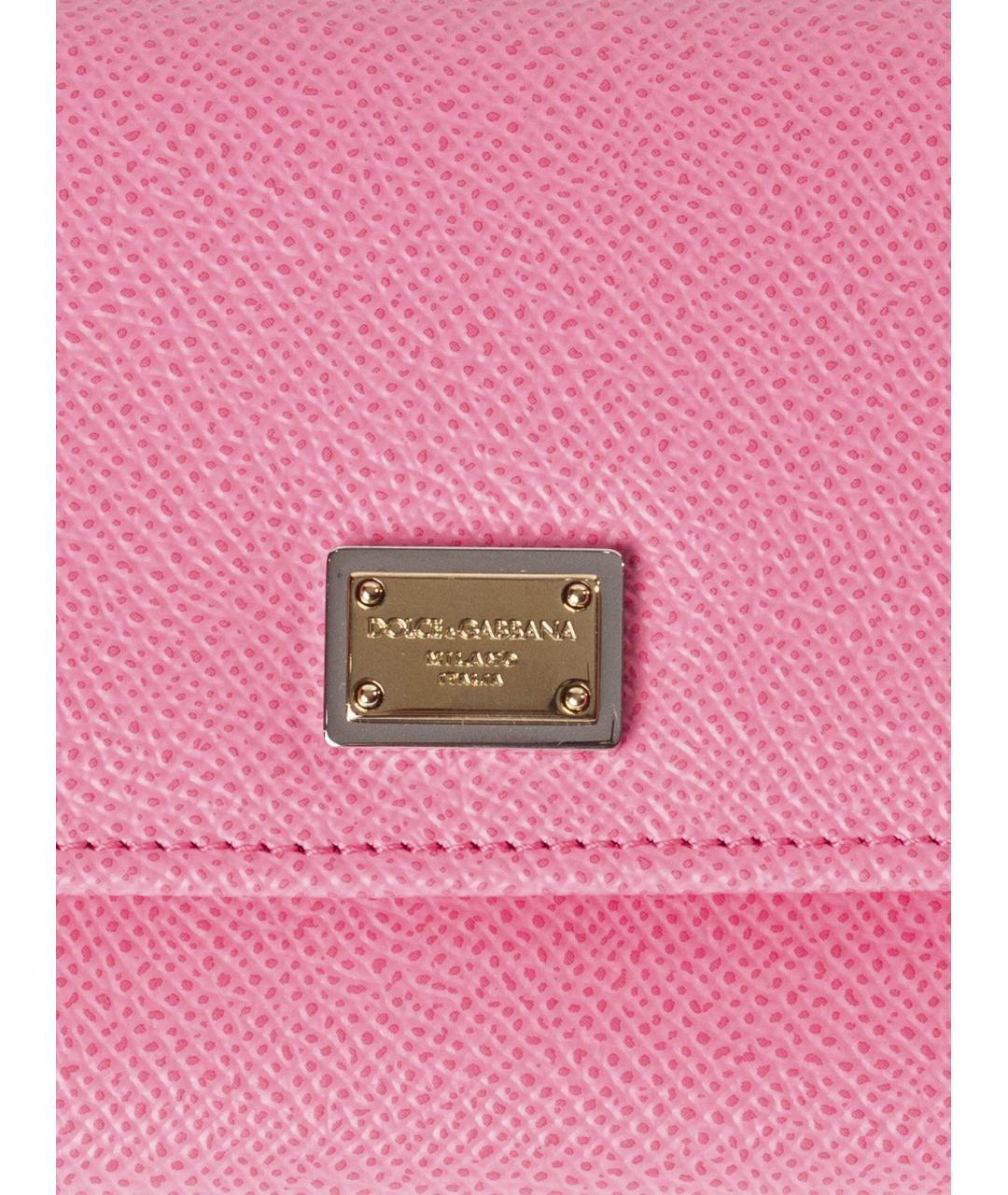 DOLCE&GABBANA Розовый кожаный кошелек, фото 4