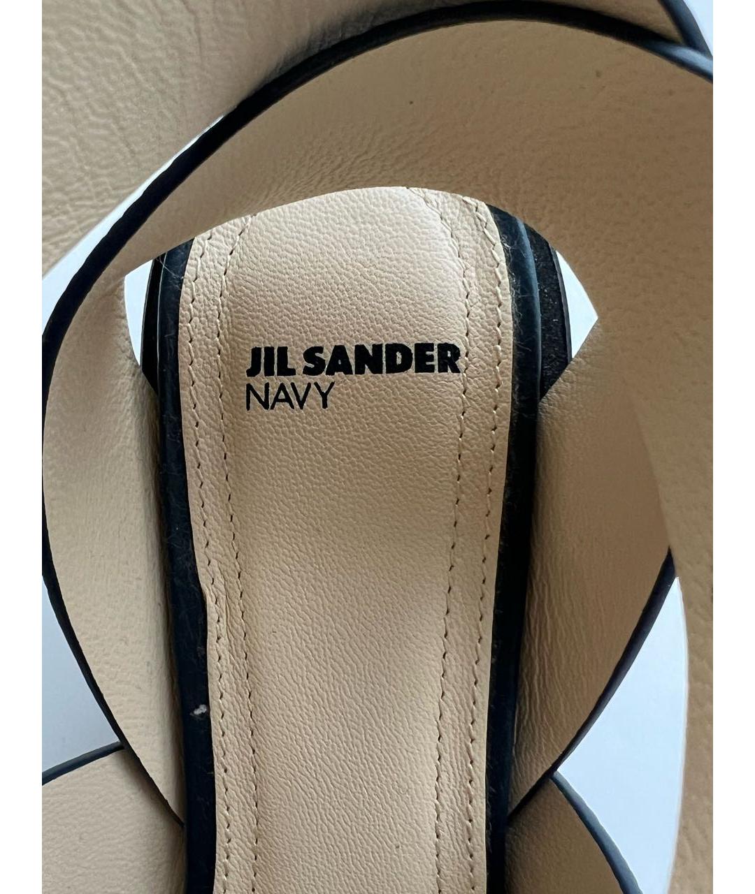 JIL SANDER NAVY Темно-синие кожаные босоножки, фото 6