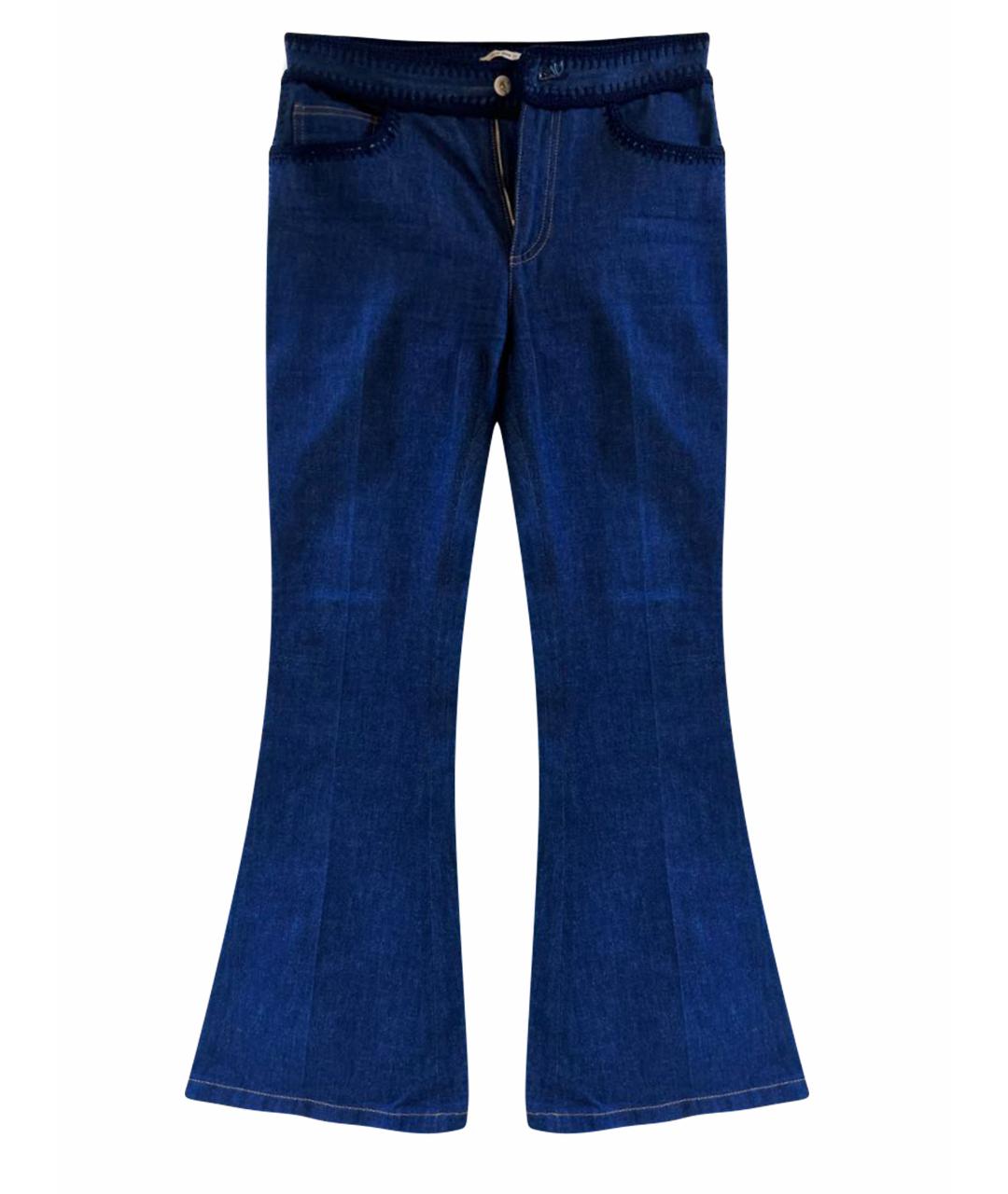 MIU MIU Темно-синие хлопко-эластановые джинсы клеш, фото 1