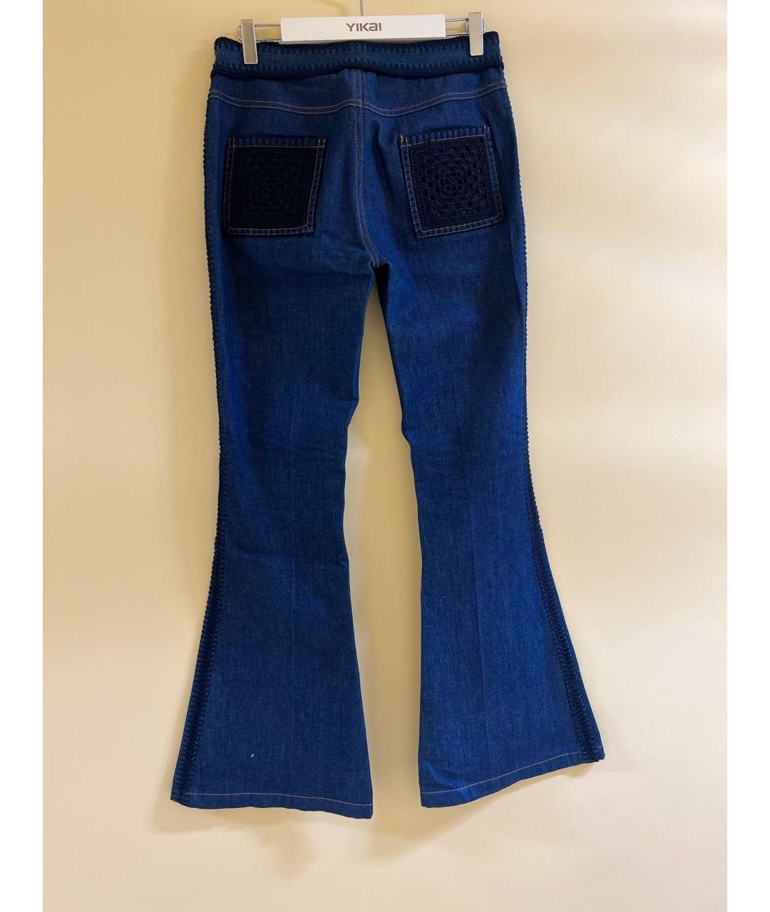 MIU MIU Темно-синие хлопко-эластановые джинсы клеш, фото 2