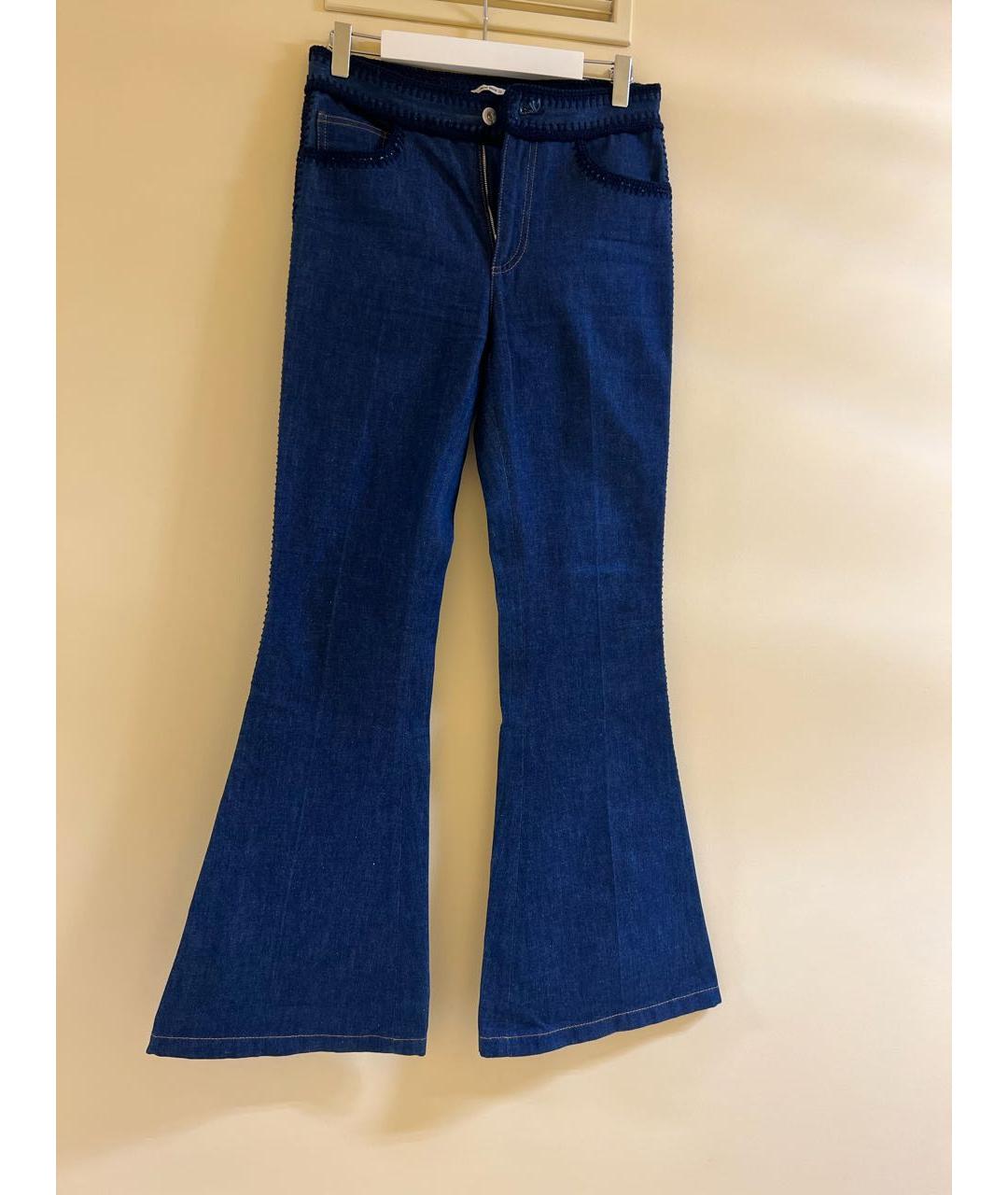 MIU MIU Темно-синие хлопко-эластановые джинсы клеш, фото 5