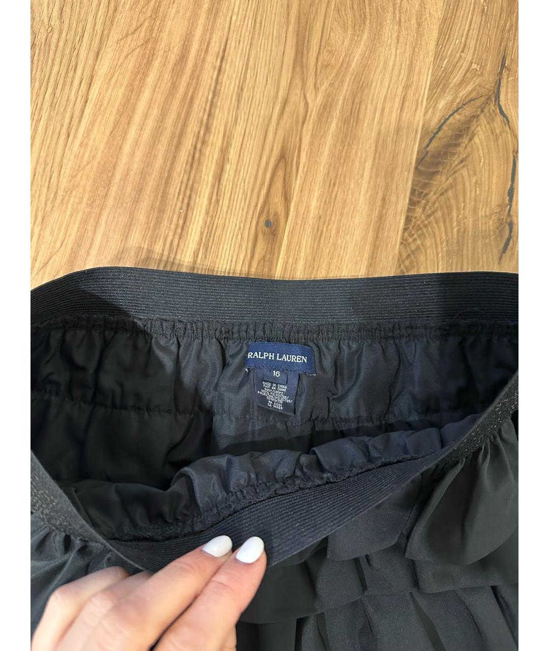 POLO RALPH LAUREN Черная полиэстеровая юбка, фото 2