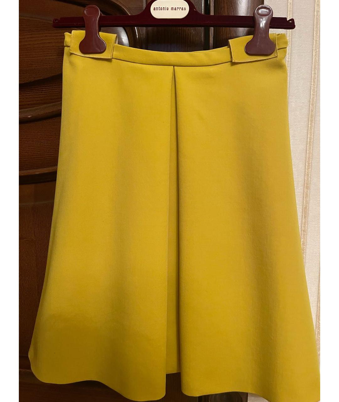 ANTONIO MARRAS Желтая шерстяная юбка миди, фото 5