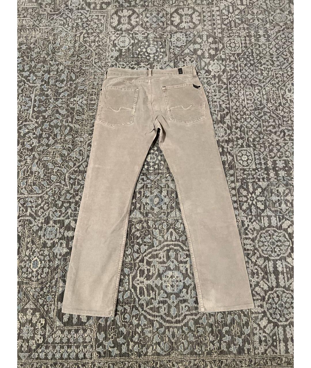 7 FOR ALL MANKIND Бежевые хлопко-кашемировые прямые джинсы, фото 2