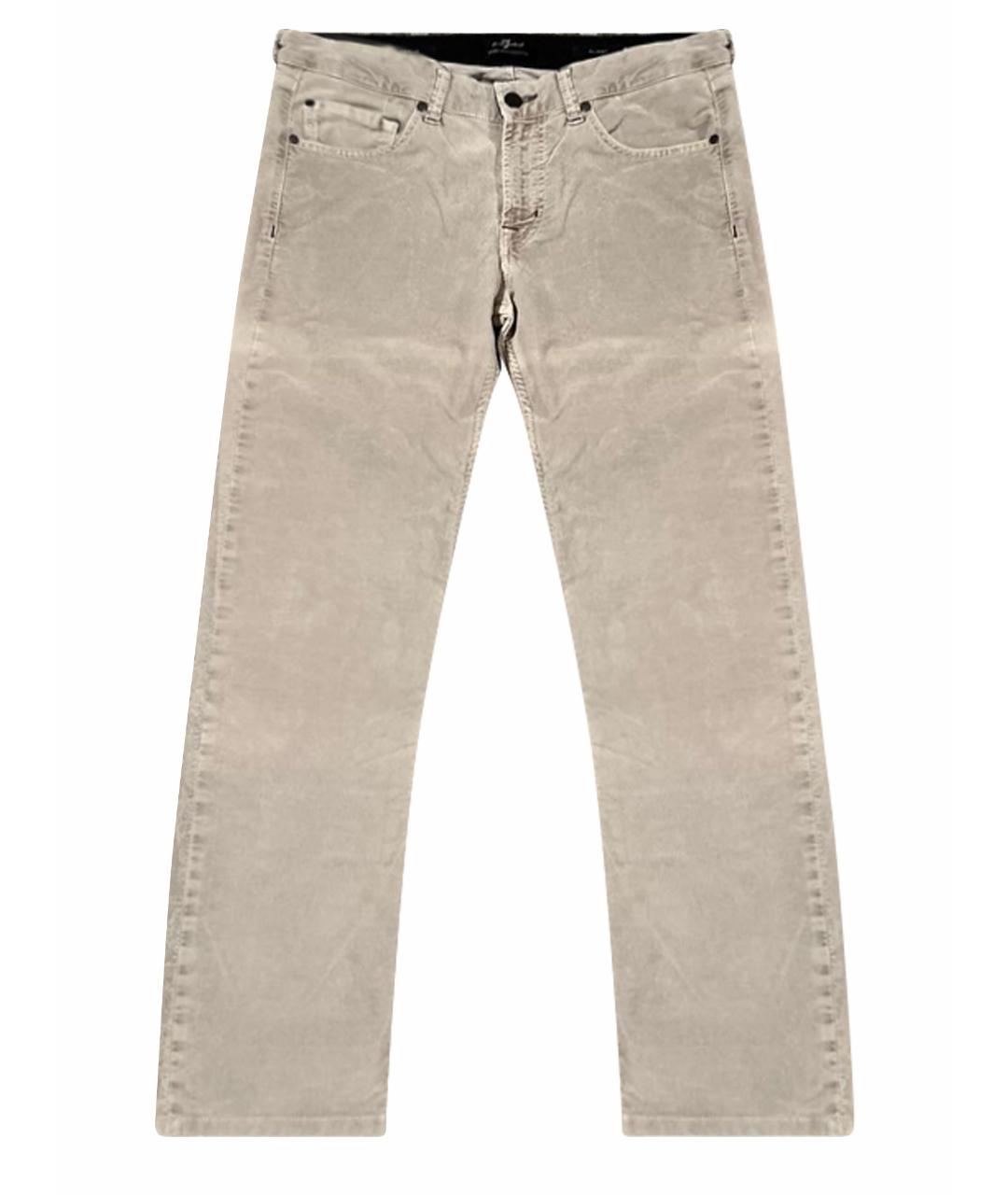 7 FOR ALL MANKIND Бежевые хлопко-кашемировые прямые джинсы, фото 1