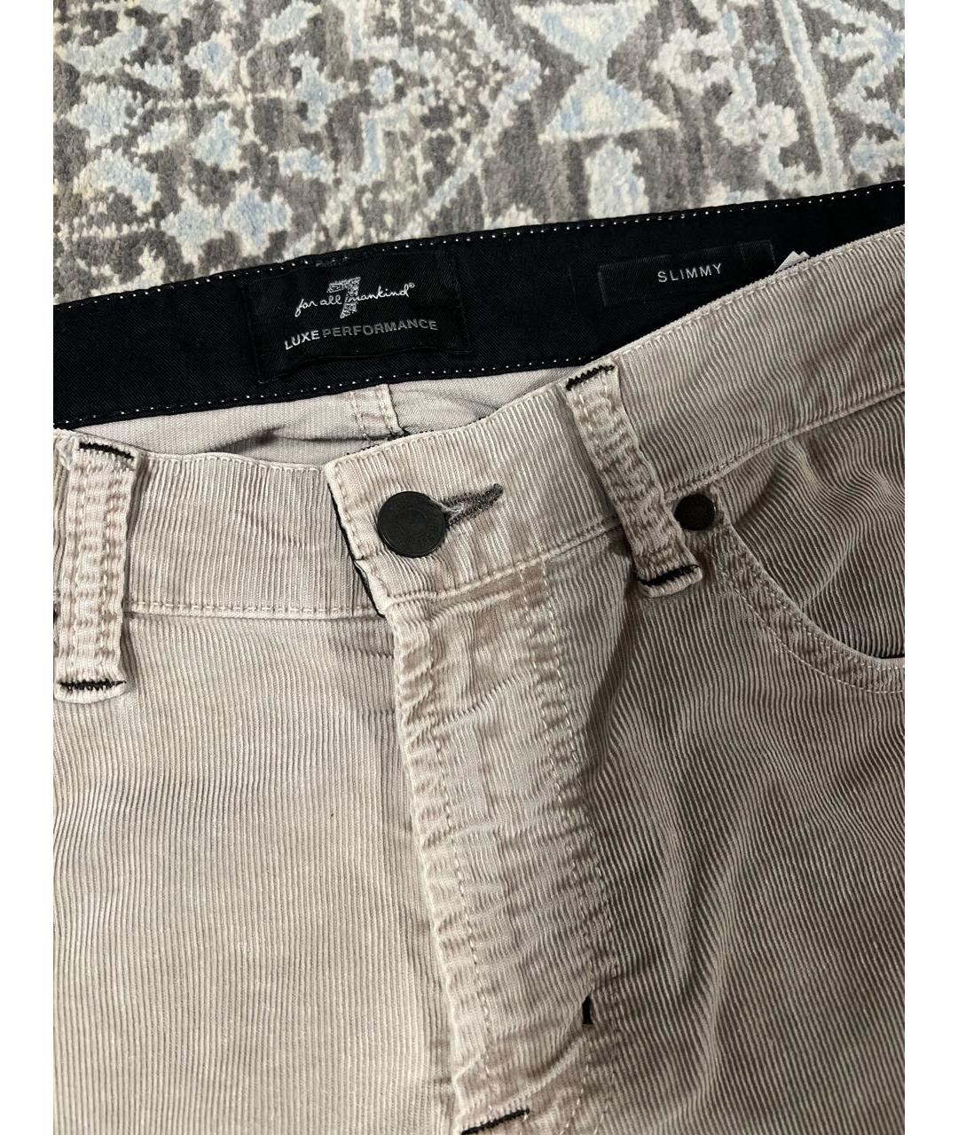 7 FOR ALL MANKIND Бежевые хлопко-кашемировые прямые джинсы, фото 3