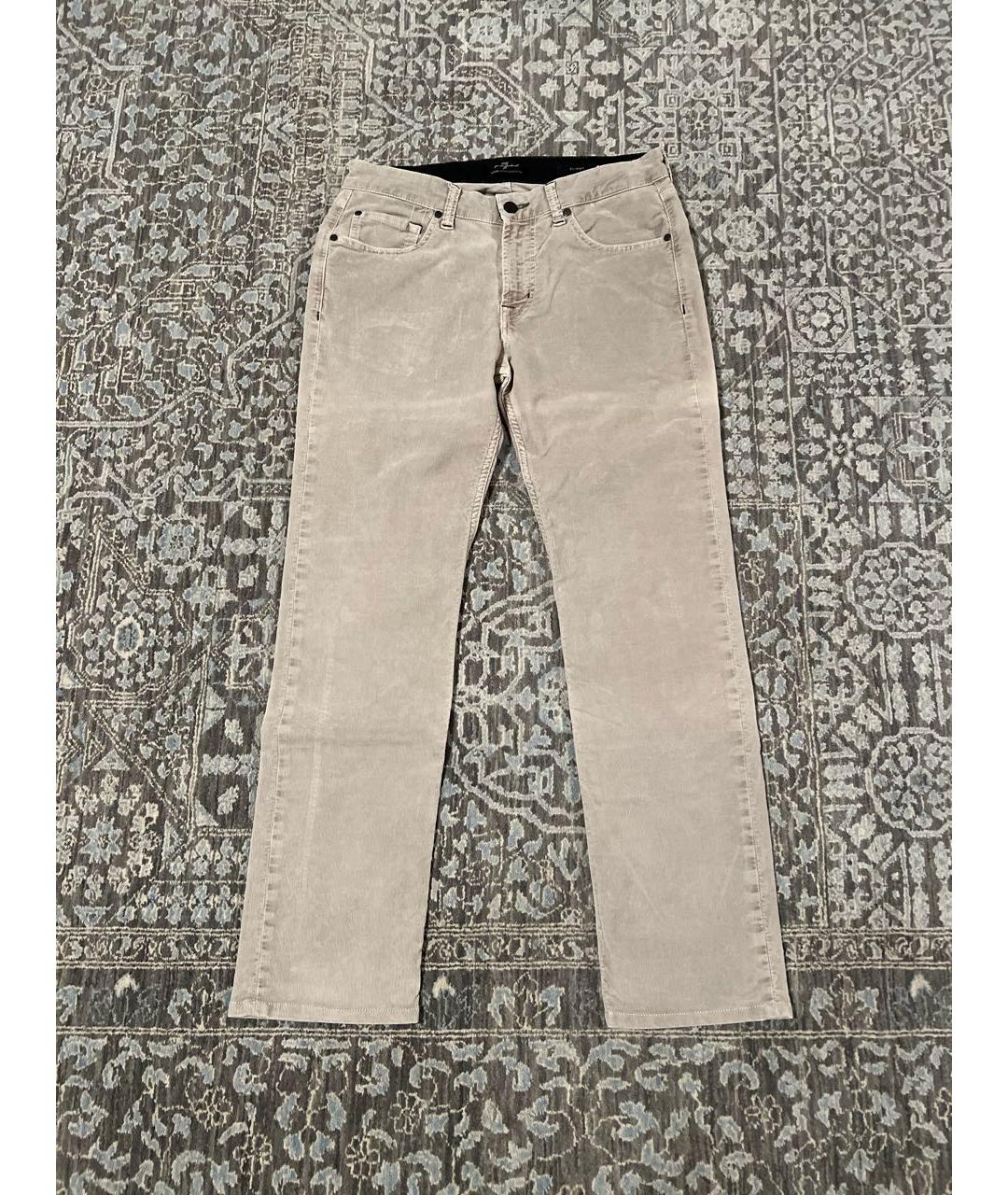 7 FOR ALL MANKIND Бежевые хлопко-кашемировые прямые джинсы, фото 6