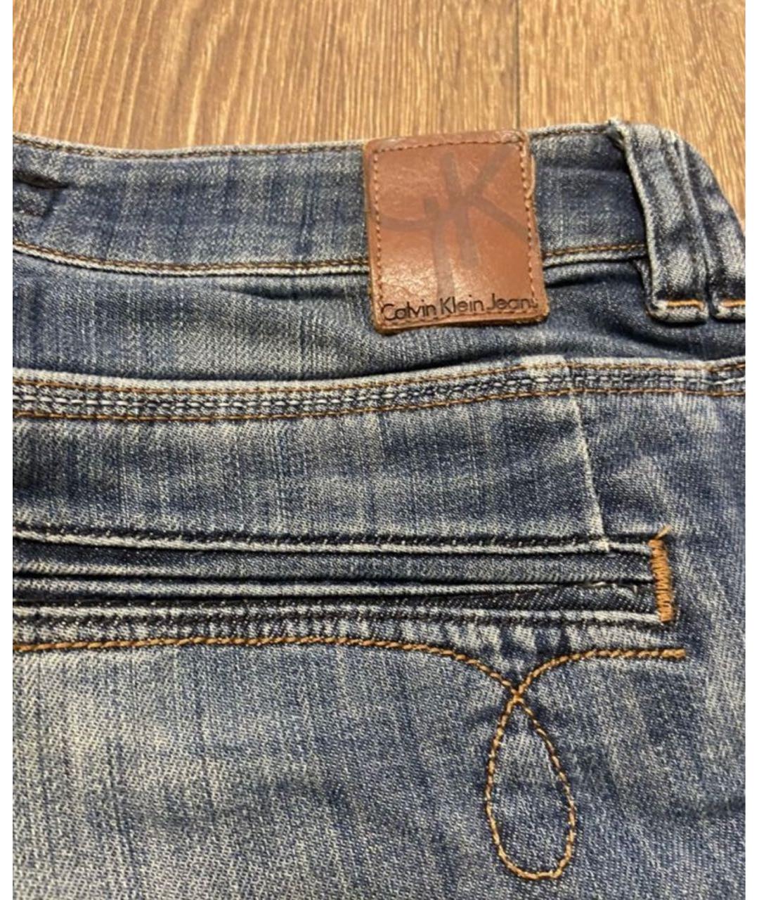 CALVIN KLEIN Синие хлопко-эластановые прямые джинсы, фото 5