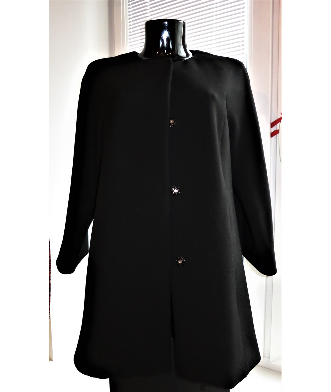 RED VALENTINO Черное полиэстеровое пальто, фото 9
