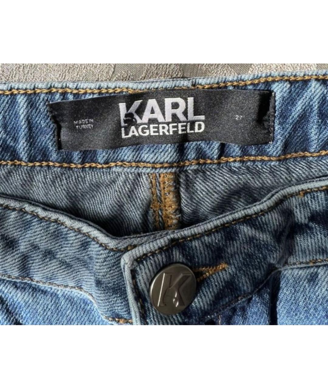 KARL LAGERFELD Голубые хлопковые прямые джинсы, фото 3